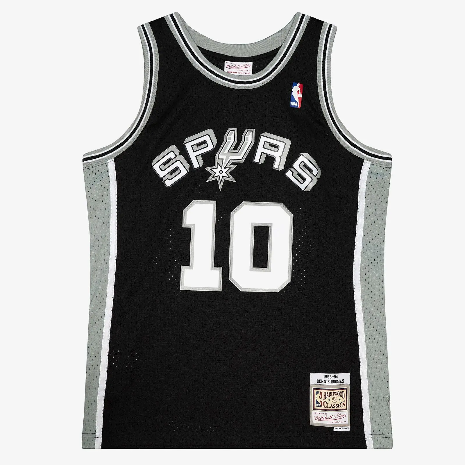 Mitchell & Ness Men's Dennis Rodman Black San Antonio Spurs 1993-1994 Short-Sleeve Swingman Jersey
