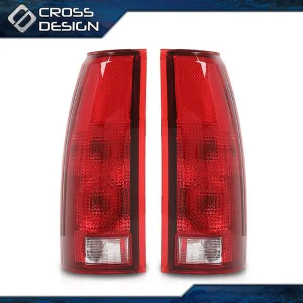 CROSSDESIGN Rear Tail Light Lamps - Set of 2 Replacement Car Lighting for 88-98 Chevrolet C1500, Driver & Passenger Side with Brake/Turn Signals, Multi-Fit Car Accessories with Lenses & Cadillac Compatibility