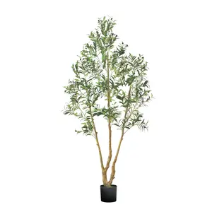 【FathersDayGift】VEVOR 7FT Artificial Olive Tree with Black Pot,  Tall Fake Tree with Natural Wood Trunk & Realistic Green Leaves and Fruits, Indoor Faux Plant for Home, Office, Living Room, Corner Decor