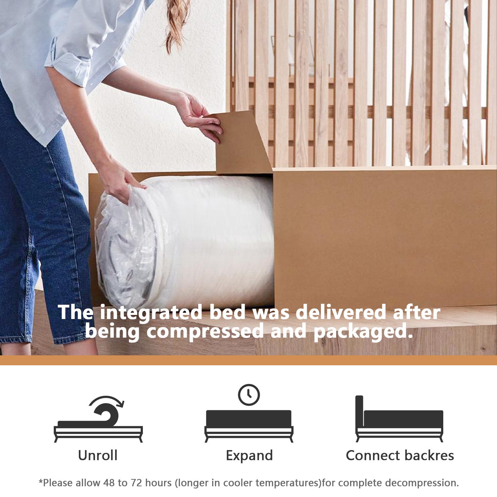 Compression Bed Memory Foam No Installation Required Frameworkless Automatic Rebound Ideal for Bedrooms Apartments and Rental Properties Comfort and Convenience All in One Solution Gray (Twin or Full)