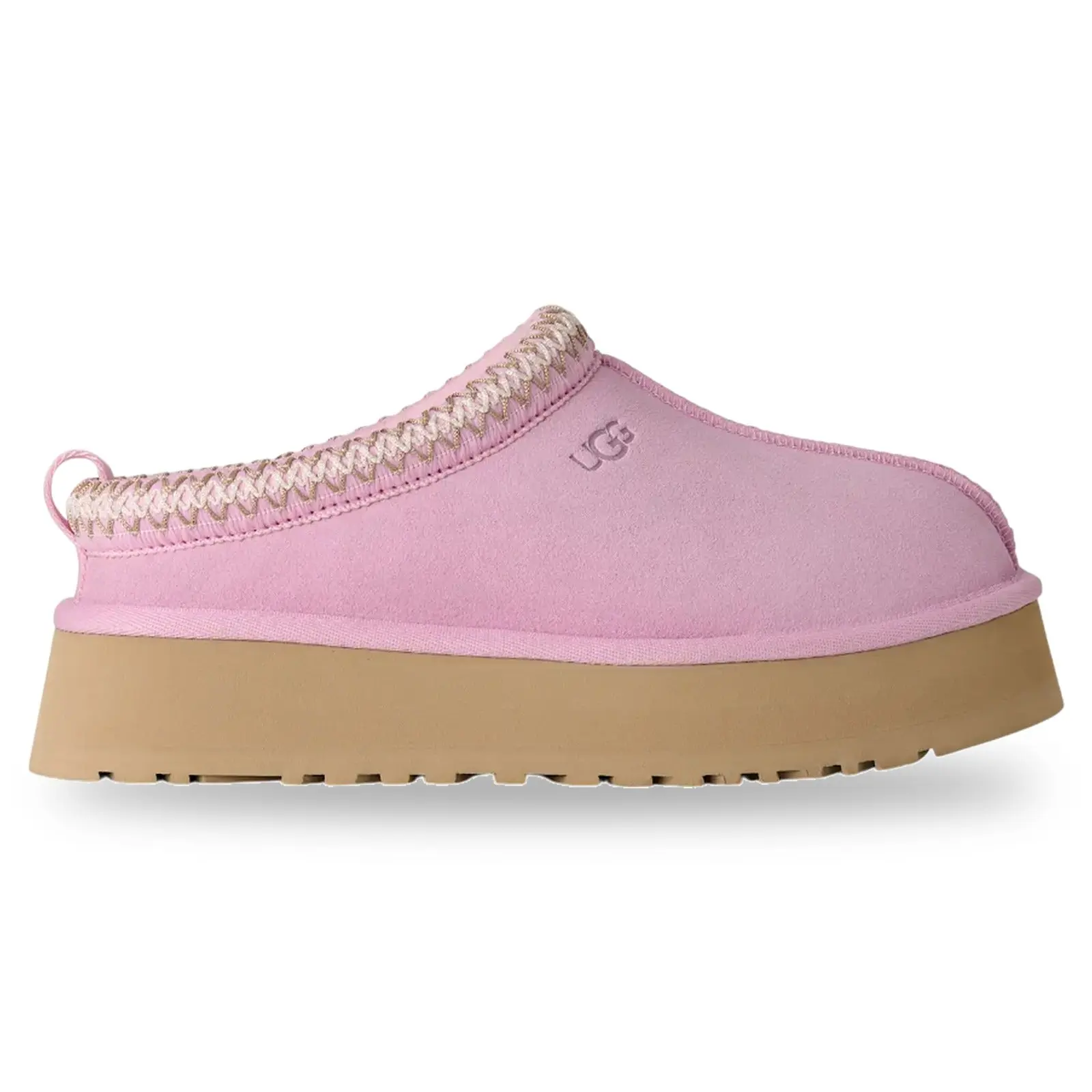 UGG Women's Tazz Suede Thick Bottom Slippers with Pink Diamond Detail - Warm Cozy Slip-On Winter Footwear