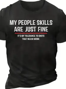 Men's Letter Print Round Neck Tee, Summer Clothes, Regular Fit Crew Neck Short Sleeve T-Shirt for Outdoor Daily Wear, Casual Summer Top for Men, Tshirt, Activewear T Shirt, Athletic T Shirt