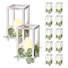 VEVOR 12-Set 36-Piece Wooden Lantern Centerpiece Kit - Wedding Centerpieces, Home Ornament with Candle Holders, Flameless LED Lights, Eucalyptus Wreaths, Screws for Dining Tables, Nightstands#SohoChic