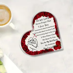 Valentines Day Gifts -“I Love You” Acrylic Heart Message，Romantic Present for Him or Her, Perfect for Anniversary, Birthday, Wedding, Husband or Wife