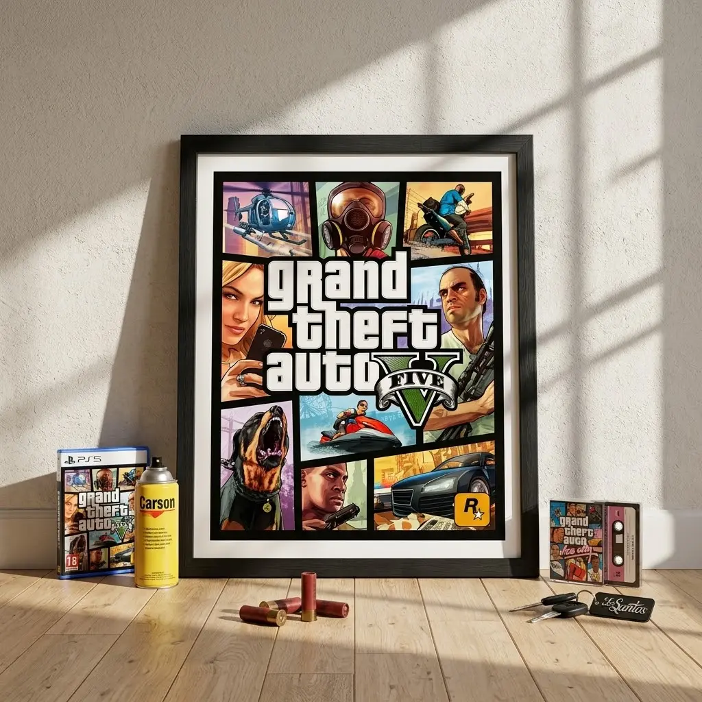 Grand Theft Auto V Poster, GTA 5 Gaming Wall Art Print, Gamer Room Decor, Video Game Poster, Collector Gift, No Frame