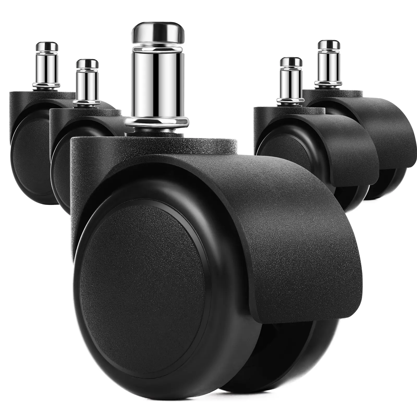 MaxGear 5-Piece Replacement Office Chair Casters - Heavy-Duty Quiet Rubber Rolling Wheels Furniture Accessory Set with 360-Rotatable Ball Bearing Base, Floor-Safe for Hardwood Floors & Gaming Setups, Furniture Wheels, Ball Bearings