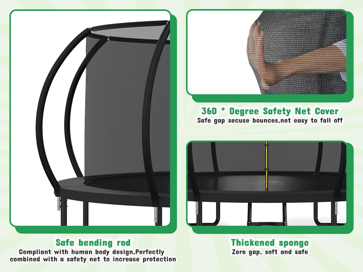Outdoor Trampoline, 14FT Recreational Trampoline  for Kids and Adults,  ASTM Approved Trampoline with Safety Enclosure Net, Wide Ladder and Anti-Rust Coated Frame