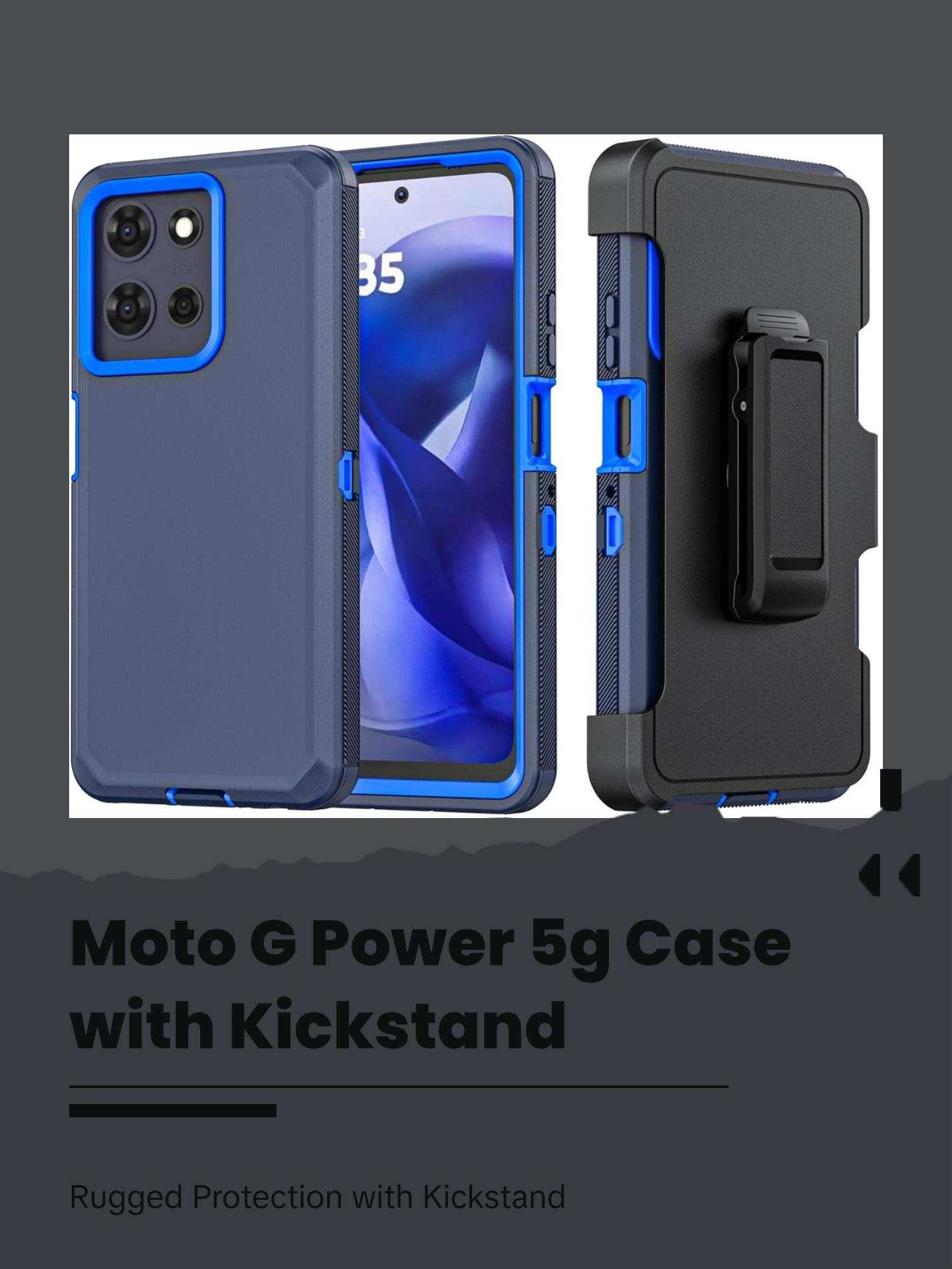 Moto G Power 5G 2025/Moto G Play 2025 with Belt Clip Holster,Rugged Full-Body Protective Case Cover with Kickstand & Holster (Navy Blue) Durable Protection