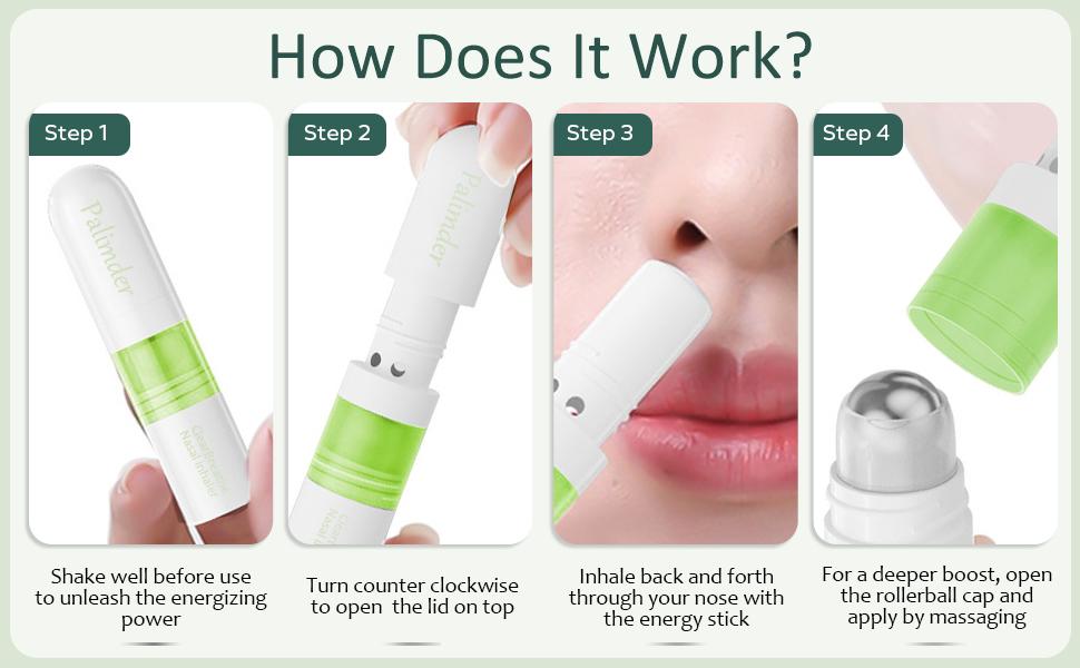 Palimder Mint Nasal Stick  with Peppermint Oil - Drug-Free Portable Nasal Inhaler for Sinus Relief & Mental Clarity Soothing Aromatherapy Stick for Adults & Students 1 Count Anti-fatigue anti-itching and mosquito bite prevention