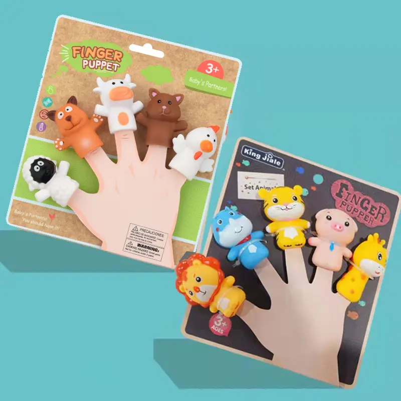 Hatwoo 5pcs Colorful Kids' Finger Puppets Set - Mini Rubber Fruit (Pineapple, Banana, Avocado), Animal (Pig, Fox, Giraffe) & Plant (Broccoli) Toys for Story Time, Christmas Party Favors