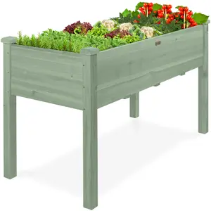 Best Choice Products 48x24x30in Raised Garden Bed, Elevated Wooden Planter for Yard w/ Foot Caps, Liner
