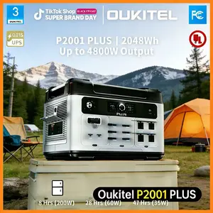 OUKITEL P2001 PLUS2048Wh Camping Power Station with AC Outlets for Mini Fridge Projector USB-C Folding Panel 1-Hour Fast Charge for Camping & Emergency Power cycle deep home outdoor travel