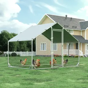 [DealsForYouDays][Summerwins] HOMBCK Large Metal Chicken Coop with Run Walk-in Poultry Cage Chicken Runs House Pen Cage Spire Roofed Chicken Coops with Anti-Ultraviolet Cover for Outdoor Backyard Farm Use #summer garden,fathers day gift ideas