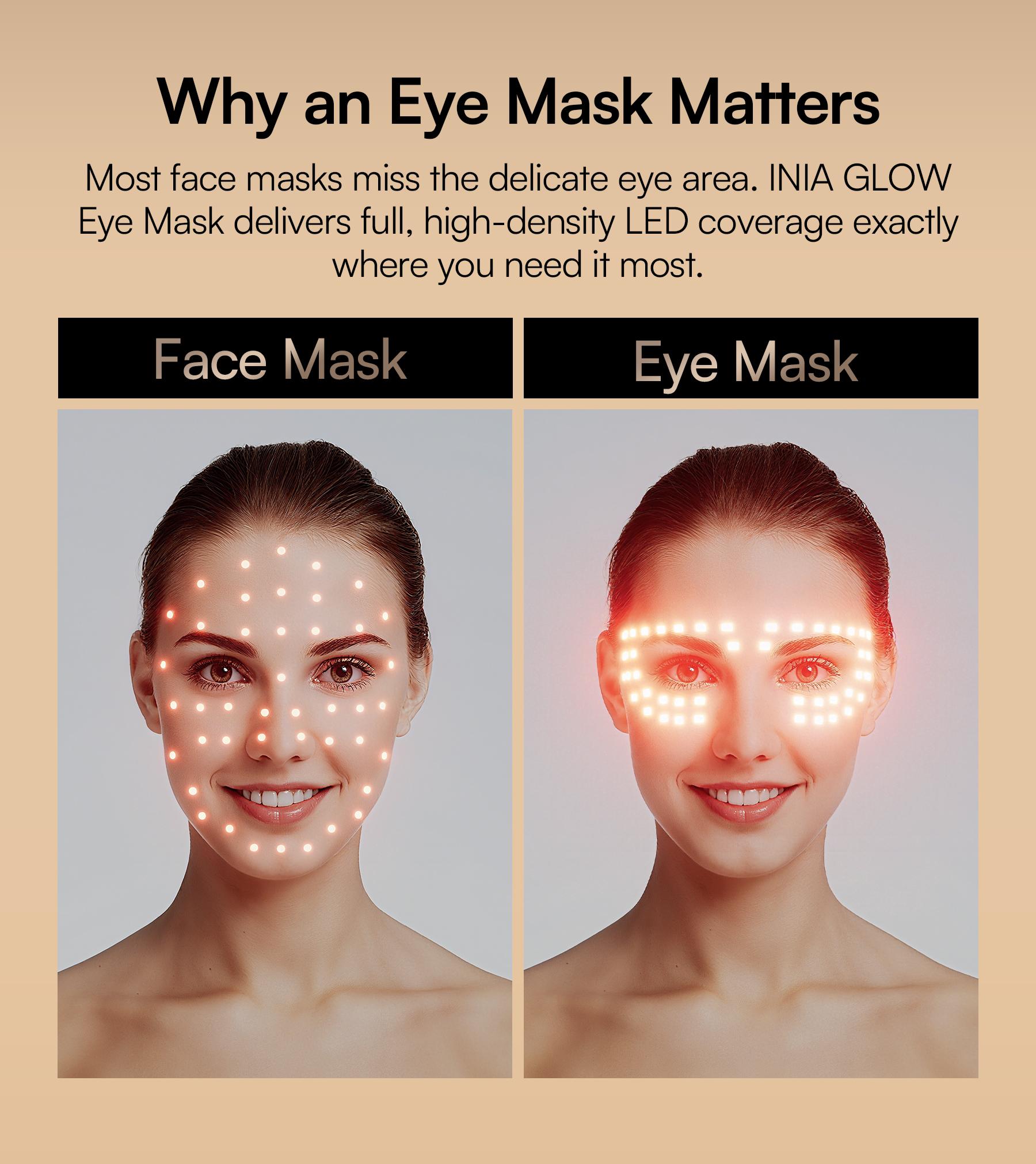 【LIVE EXCLUSIVE】INIA GLOW Red Light Therapy Eye Mask with 96 High-Density LEDs & Cryotherapy Cooling, LED Eye Mask Skincare for Wrinkles, Dark Circles & Puffiness, FDA-Cleared, Portable and Rechargeable, 2-Year Warranty