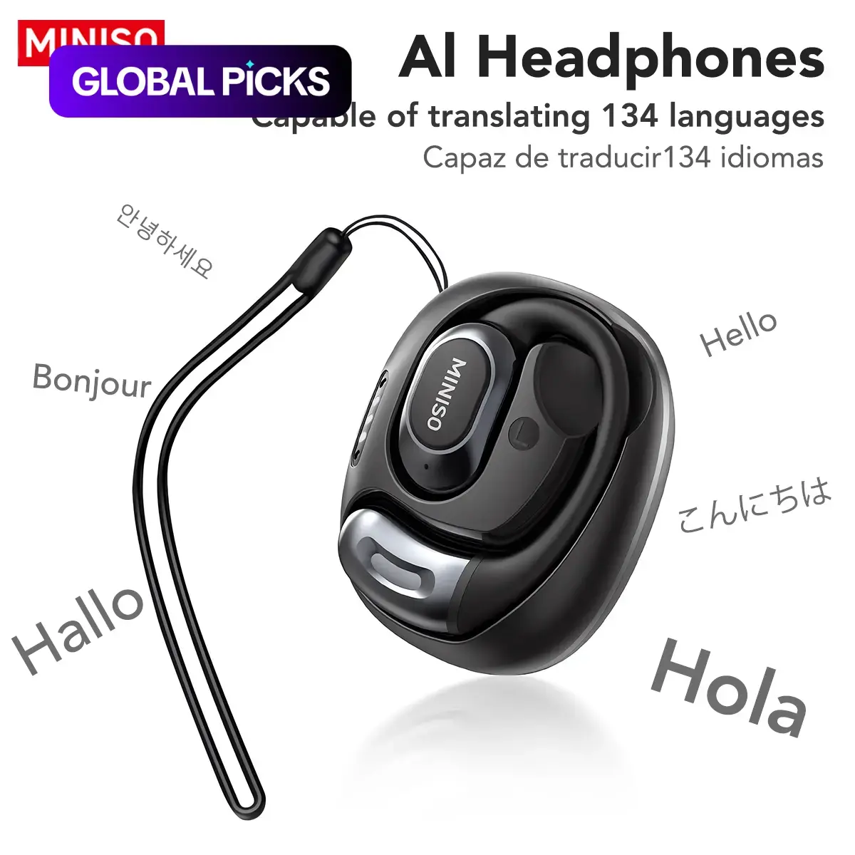 MINISO MS156 True Wireless Translation AI Earphones, AI Translator Earbuds with Bluetooth-Compatible Hi‑Fi Sound, Support 134 Languages and Long Battery Life, Travel Companion #GLOBAL PICKS