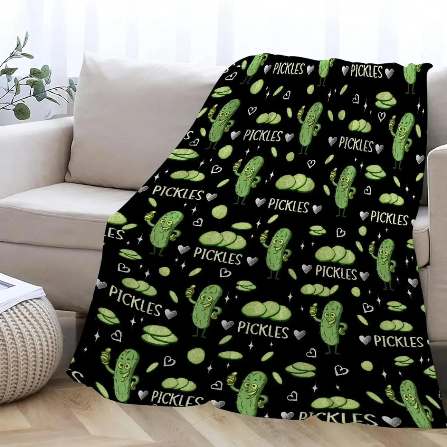Pickle Funny Blanket Flannel Blanket Cartoon Pickles Pattern Sofa Couch Bed Home Decor Relax Gift For Teens Adults Food Lovers Cooling Blanket Homegoods Cozy Throw