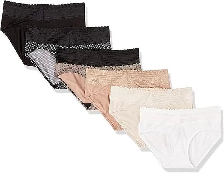 Women's Cotton Lace Hipster Underwear 6-Pack Comfort Waist
