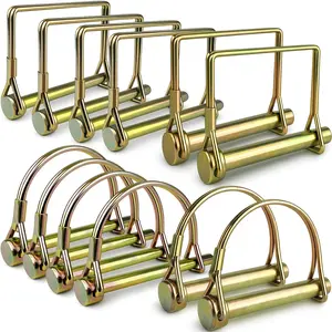 Wellmax 12-Pack Trailer Hitch Pin Assortment, 1/4" and 5/16" Diameter, Square and Arch Wire Lock Pins, Zinc-Plated Carbon Steel Safety Pins for PTO, Farm, Mower, and Boat Trailer Couplers