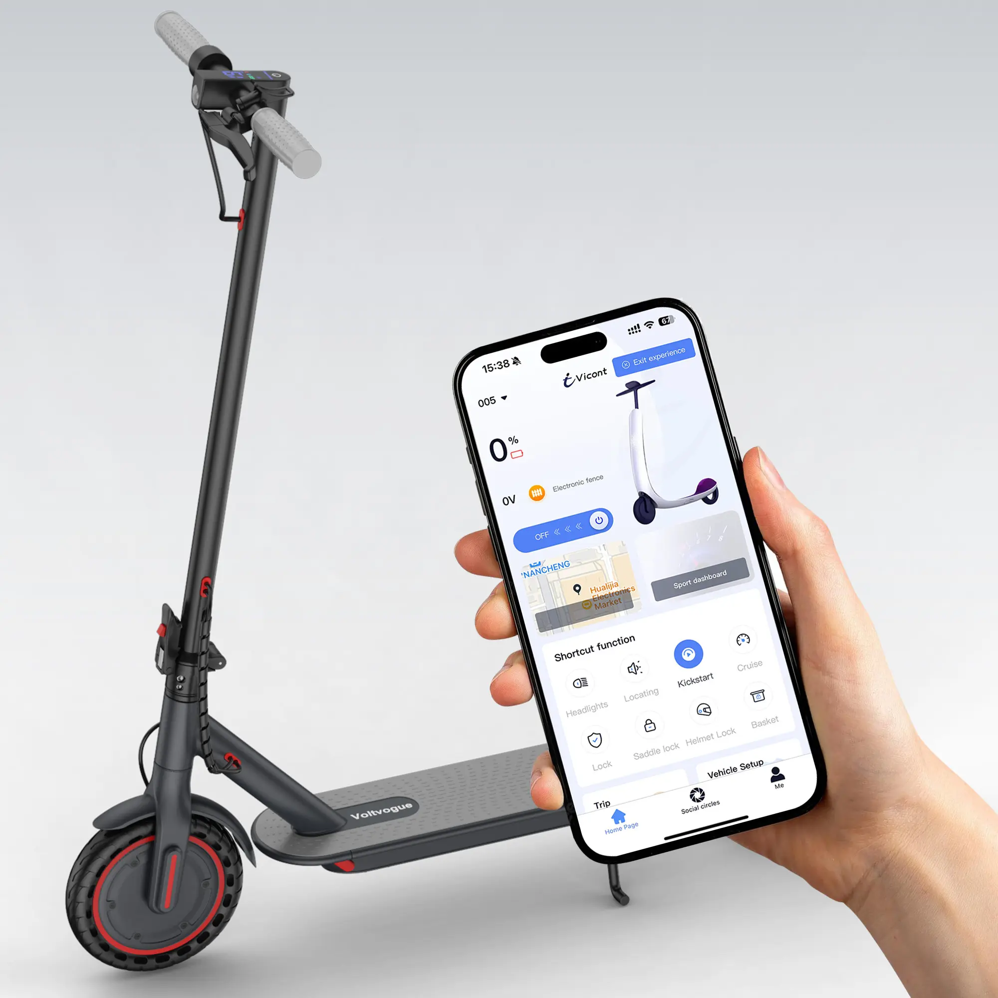Ladped Electric Scooter-350W Motor, 19 MPH, 16-MileRange, Foldable, App-Controlled, 8.5" Puncture-Proof Tires【LP80】