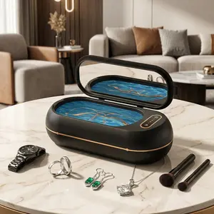 Ultrasonic Jewelry Cleaner,Portable USB Makeup Brush Cleaner，Automatic Makeup Brush Cleaning Tool, Fast & Efficient Deep Cleaning, Portable for Travel & Home Use, 48KHz Ultrasonic Cleaner Machine for Jewelry, Eyeglasses, Rings, Watch Strap, Dentures-Dual