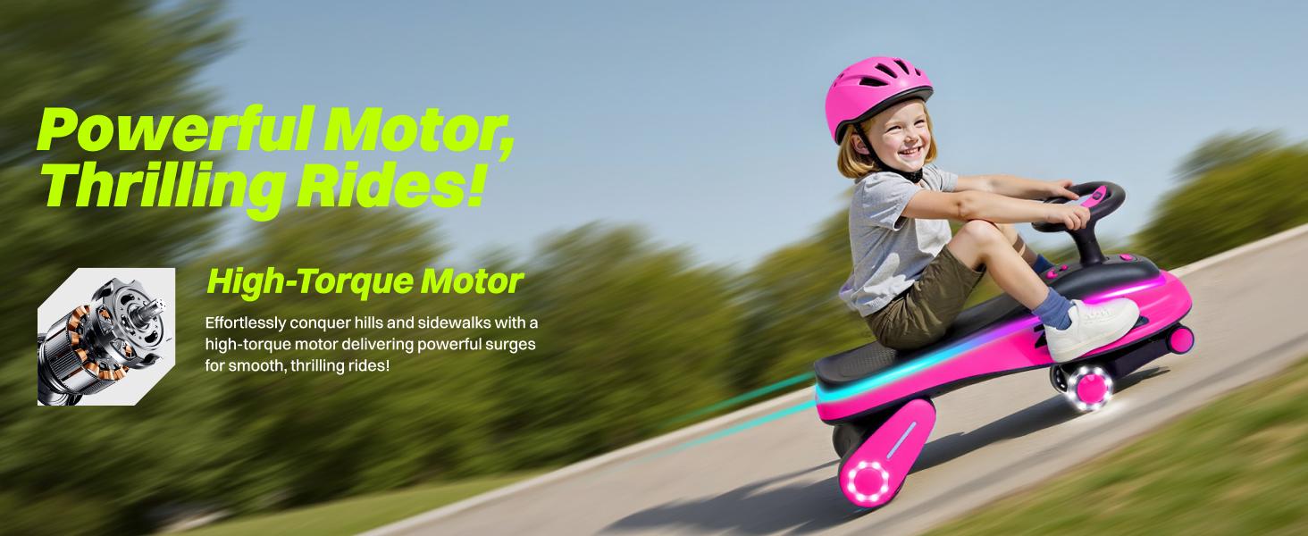 ZIFFY 45W 5.5A Light-Up Electric Wiggle Car with Pedal, Rechargeable Battery, 2-in-1 Swing Car, 2 Speed Ride-On Toy, Anti-Rollover, Flashing Wheels for Ages 3+ (Up to 110 lbs) easter gifts for kids