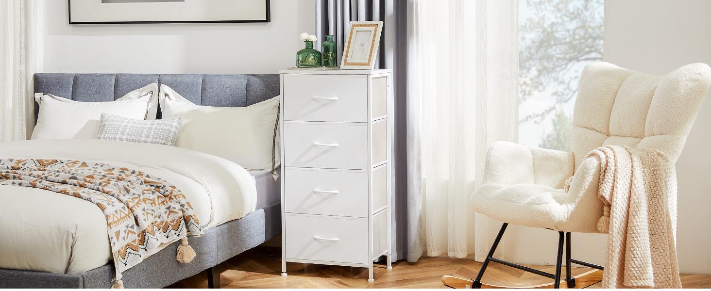 Cupboards Cabinets Dresser for Bedroom, Storage Drawers, Fabric Storage Tower with 4 Drawers, Organizer Unit, with Wooden Top for Closet,  Living Room
