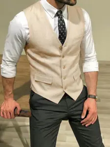 Men's Slim Fit Suit Vest,Wool Blend Business Waistcoat,Groom Wedding Outfit for Various OccasionsRetro Fashion Edition