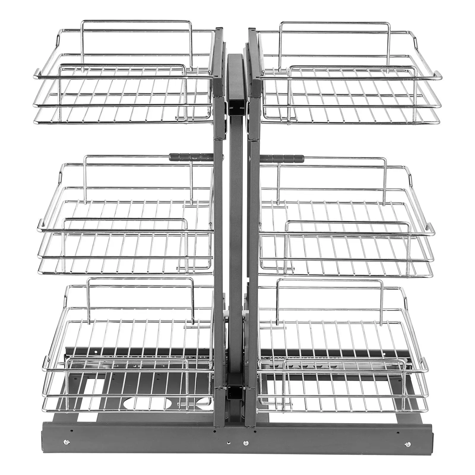 【Backtoschool】VEVOR Min 15"W Opening Blind Corner Pull Out Organizer, 3 Tier 6 Shelf Kitchen Cabinet Organizer, Chrome Carbon Steel Storage Basket, Slide Out Storage Organizer, Left & Right Open Compatible