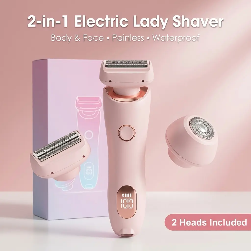 TAZTIR 2IN1 Electric Shaver For Women Pubic Hair - Electric Razors Hair Removal Rechargeable For Womens Legs Arms Bikini Private Area Underarm Waterproof Wet/ Close Shaving - Smooth Lady Body Hair Shaver Trimmer Portable For Travel Home Use