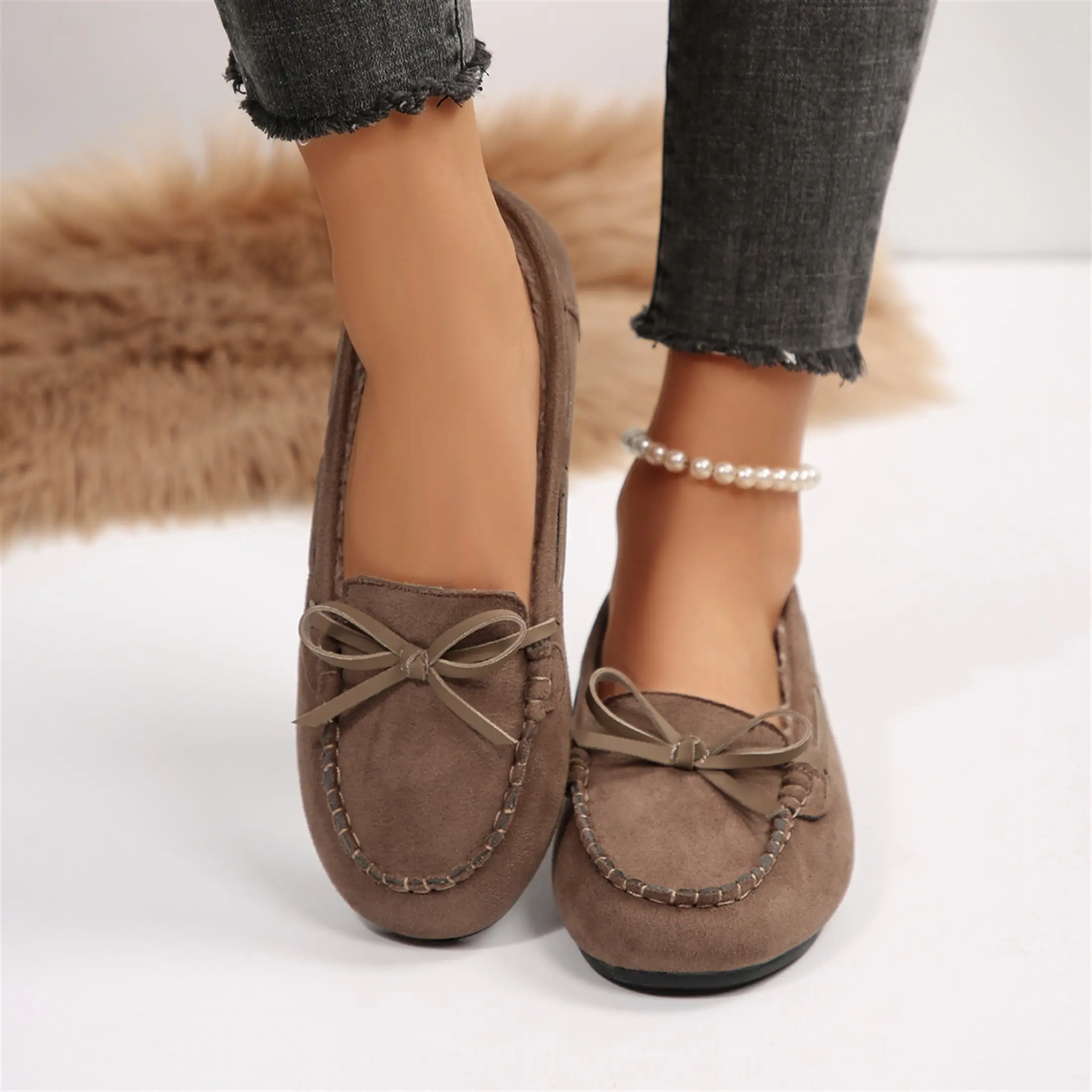 Women's House Slippers Indoor Outdoor Fuzzy Fluffy Furry Loafers Warm Shoes