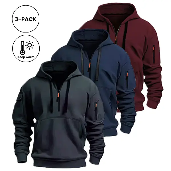 Men's 5-Pack Long-Sleeve Hoodies, Solid Pullover Sweatshirts for Outdoor Sports, Warm Athletic Apparel for Autumn & Winter,back to school,back to school shopping, Fitted, Do Not Dry Clean,clothes for back to school,first day of school outfits