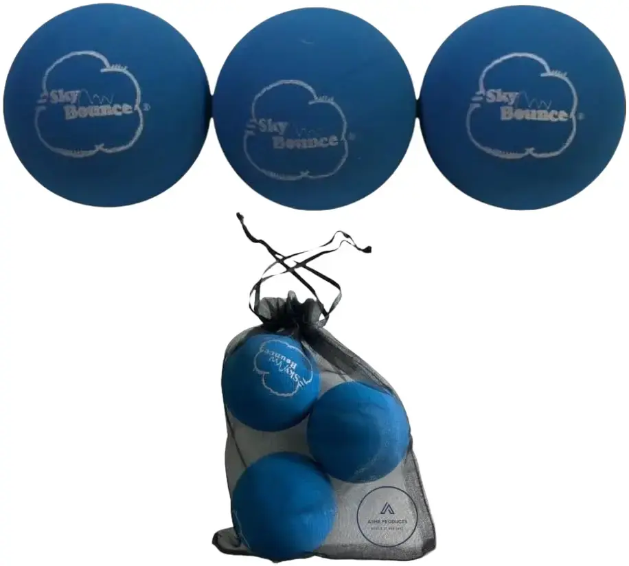 2.25 in Rubber Recreational Handballs (3-Pack Blue) - Lightweight, Durable for Children, Outdoor Games, Fetch - Includes Pouch, Exercise, Unisex