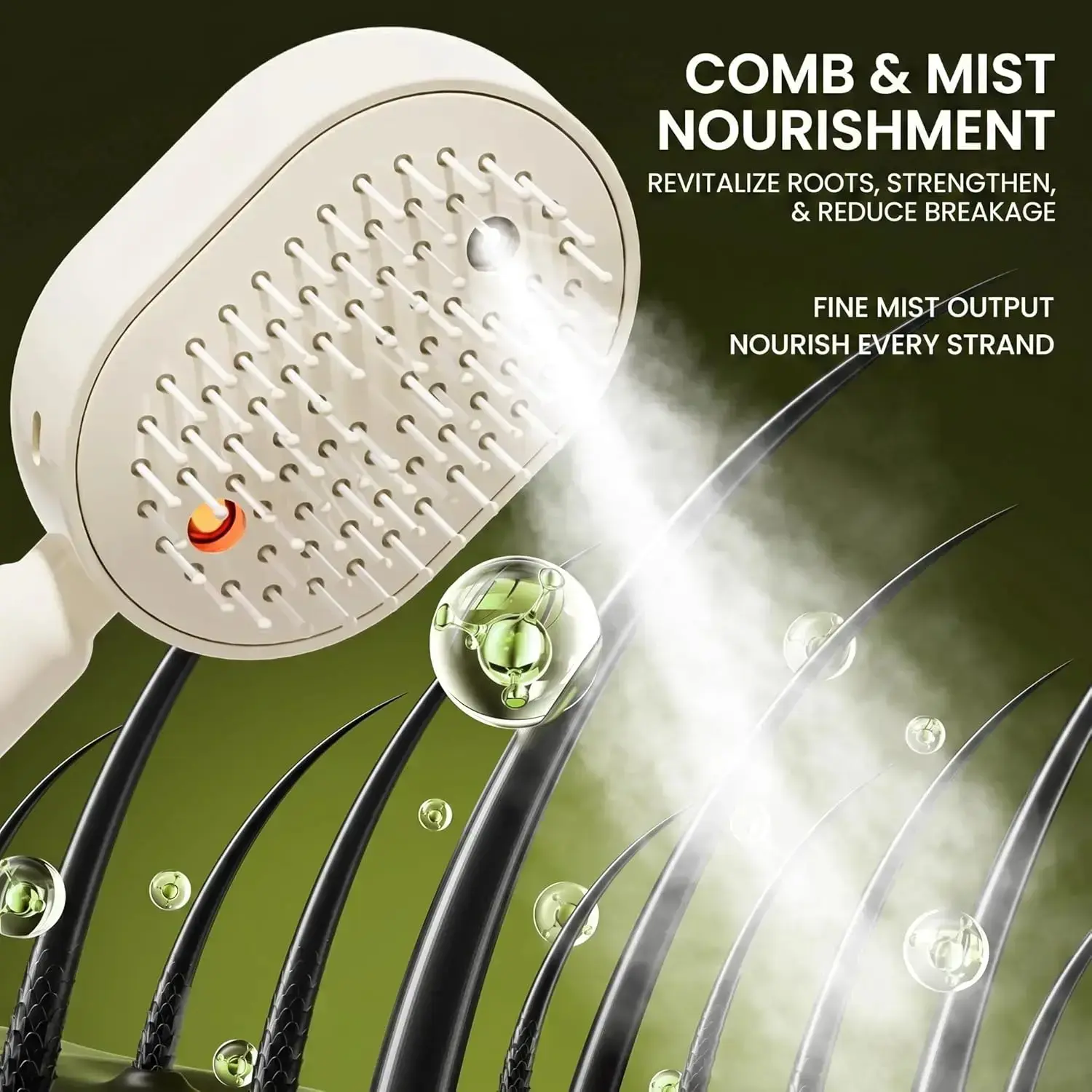 3-in-1 Self-Cleaning Electric Hairbrush with Hydrating Mist Sprayer and Red Light Scalp Therapy, Detangling Air Cushion Massage Comb for Women, Abs, Any, Spray Hair Brushes & Combs, Scalp Care, All Types, Comb Brush