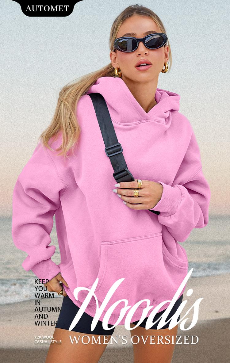 AUTOMET Women's Oversized Hoodies Pullover with Pocket, Casual Fleece Fabric, Minimalist Fall Clothes for Women Fashion Clothes
