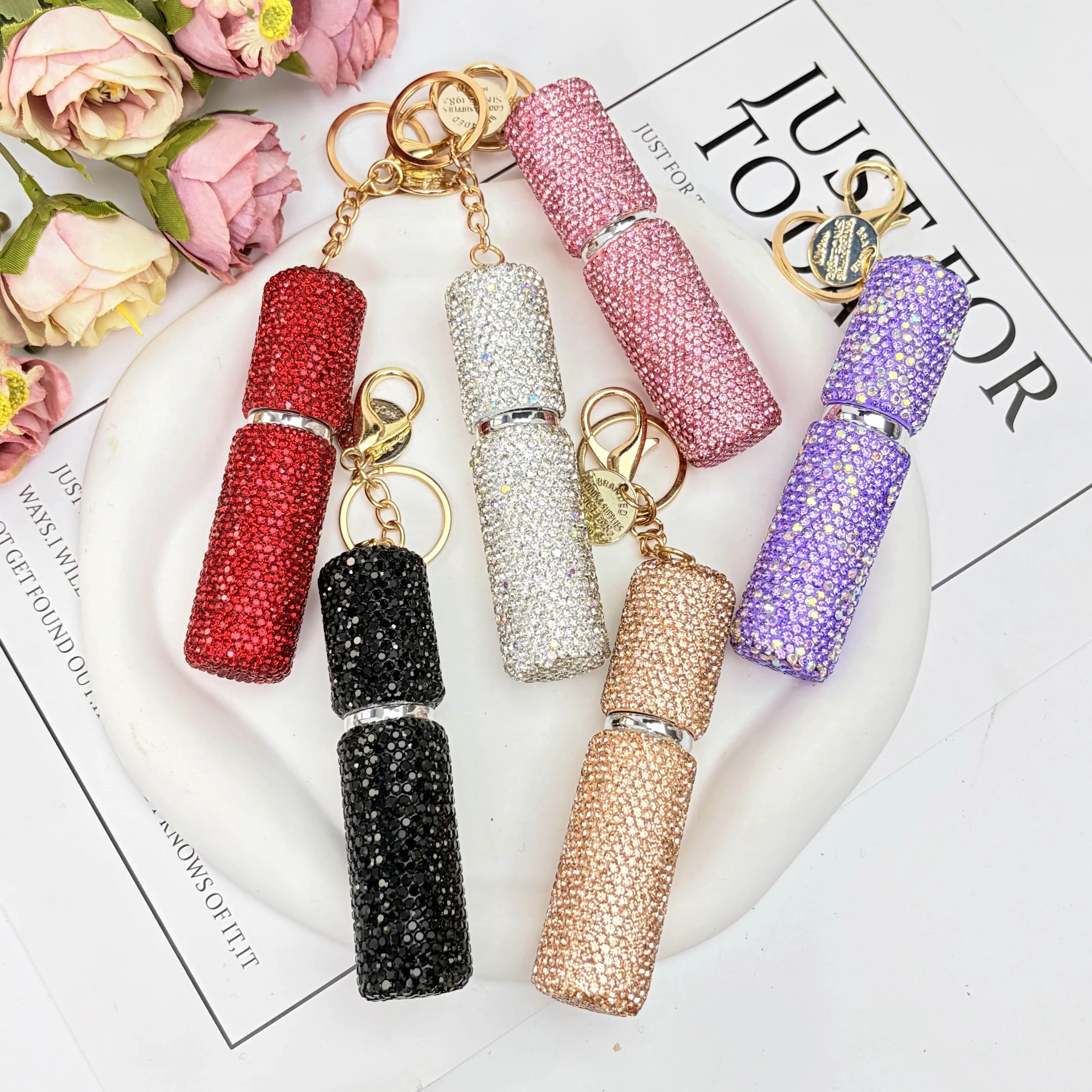 Perfume refillable bottle keychain, creative mini spray bottle keychain, bag charm pendant, portable small spray bottle for makeup and travel,Summervibes