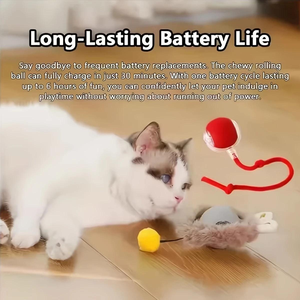 Interactive Cat Toy, Chirp And Motion Activated Cat Rolling Toy, Used for Indoor Cat Red LED Light Ball Rolling Quickly, Can Be Used On The Carpet.christmas gifts Interactive Cat Toy, Chirp And Motion Activated Cat Rolling Toy, Used for Indoor Cat Red LED Light Ball Rolling Quickly, Can Be Used On The Carpet.christmas gifts