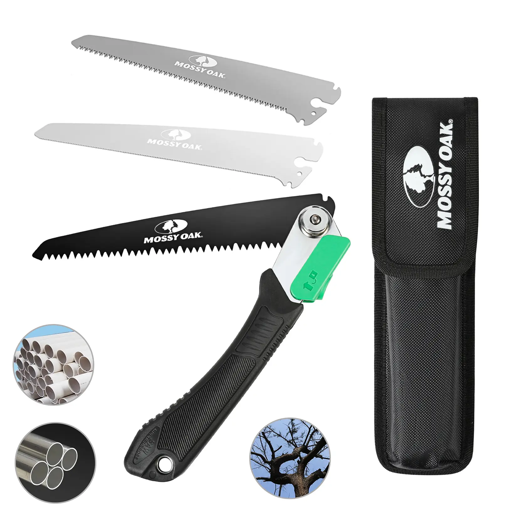 #backtoschool MOSSY OAK 3 in 1 Folding Saw, Pruning Hand Saw with Wood, Metal and PVC Blade, Camping Saw for Backpacking, Hunting and Bushcraft, Pouch Included