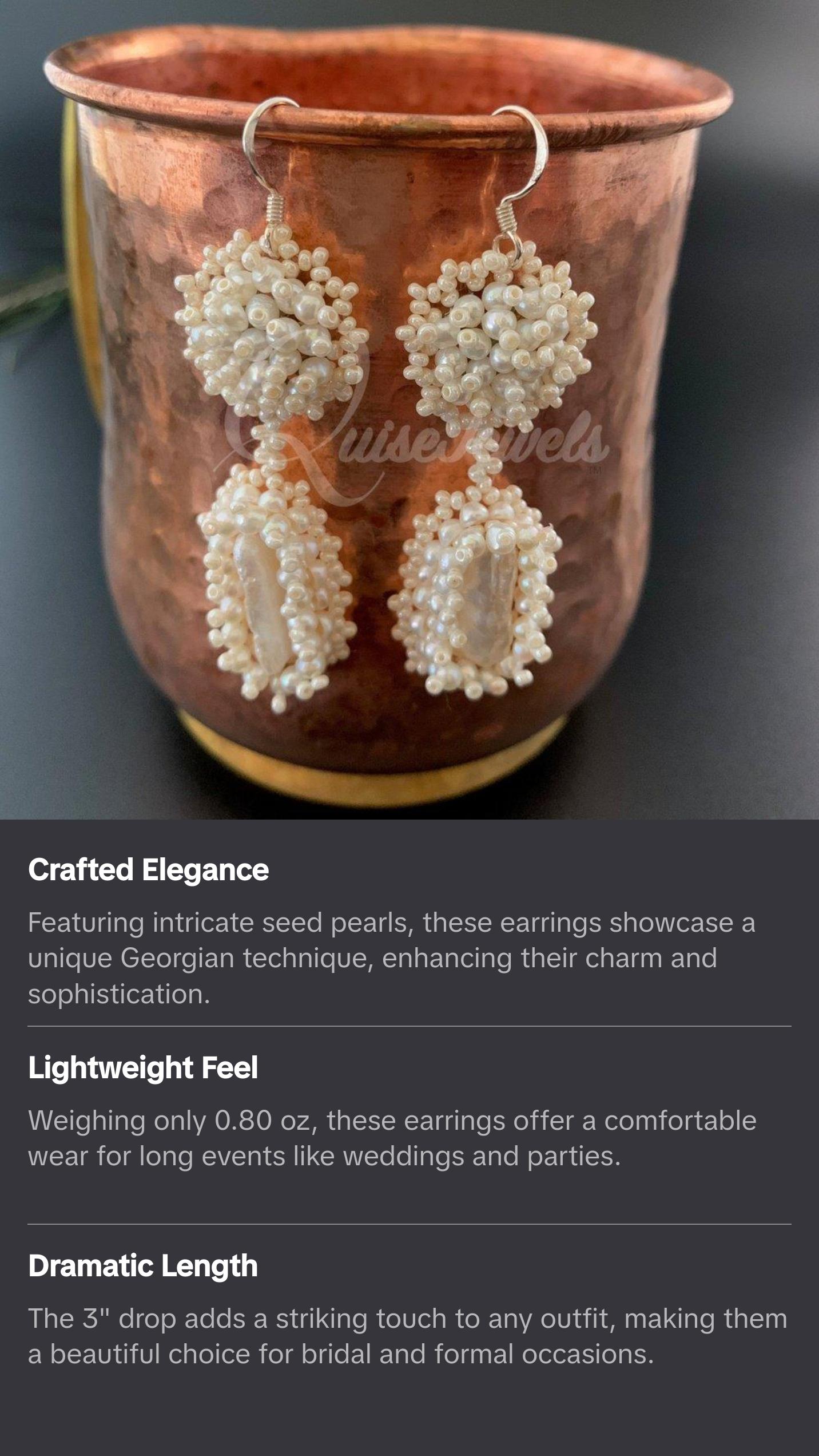 Victorian Style Bridal Pearl Earrings