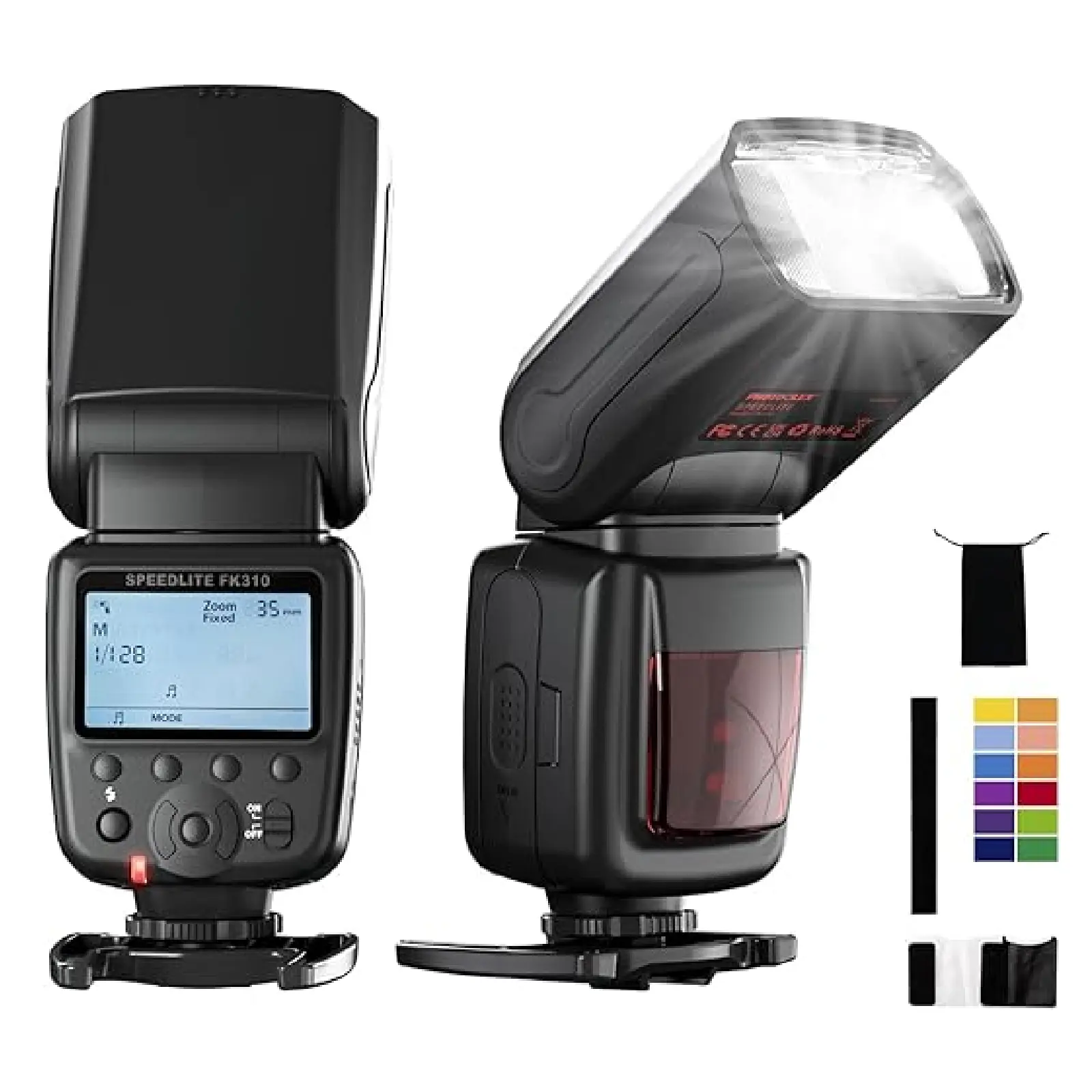 PHOTOOLEX FK310 Universal Camera Flash Speedlite for Canon Nikon Sony Fuji & Olympus, 5600K Stable Color Temperature, Manual & Optical Flash Modes, Portable DSLR Flash for Portraits, Weddings, Vlogs, Travel & Gift for Photographers, Birthday & Christmas