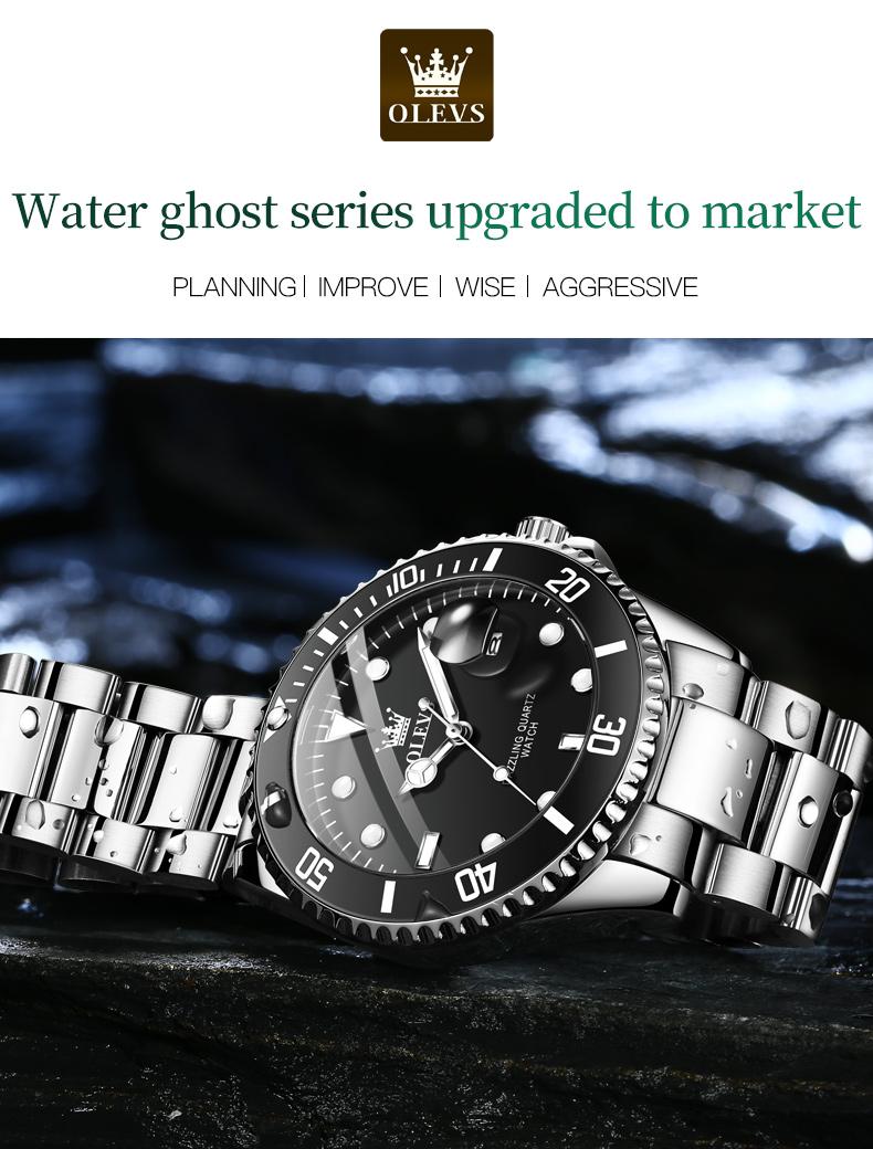 OLEVS Men's Classic Luxury Business Watch with Big Face Multifunction Stainless Steel Wristwatch Water Resistant