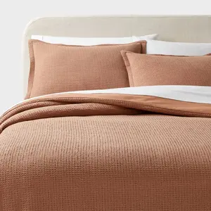 Twin/Twin Extra Long Washed Waffle Weave Duvet Cover and Sham Set Camel - Threshold
