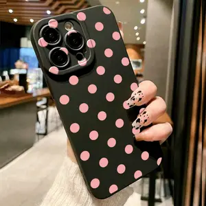 Jelly Black Polka Dot TPU Shockproof Full-Coverage Protective Case for Apple iPhone 6/7/8/X/Xs/Xr/Xs Max/11/12/13/14/15/16/17 Pro Max Perfect as a birthday or Christmas gift for couples, daughters, boyfriends, girlfriends, and teenage girls.