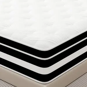 FVBEAYA 10"12"14" Twin/Full/Queen/King Gel Memory Foam Zoned Support Mattress, Individually Pocketed Spring Hybrid Mattress, Medium Firm, Pressure Relief, Breathable Fabric, Ergonomic Design