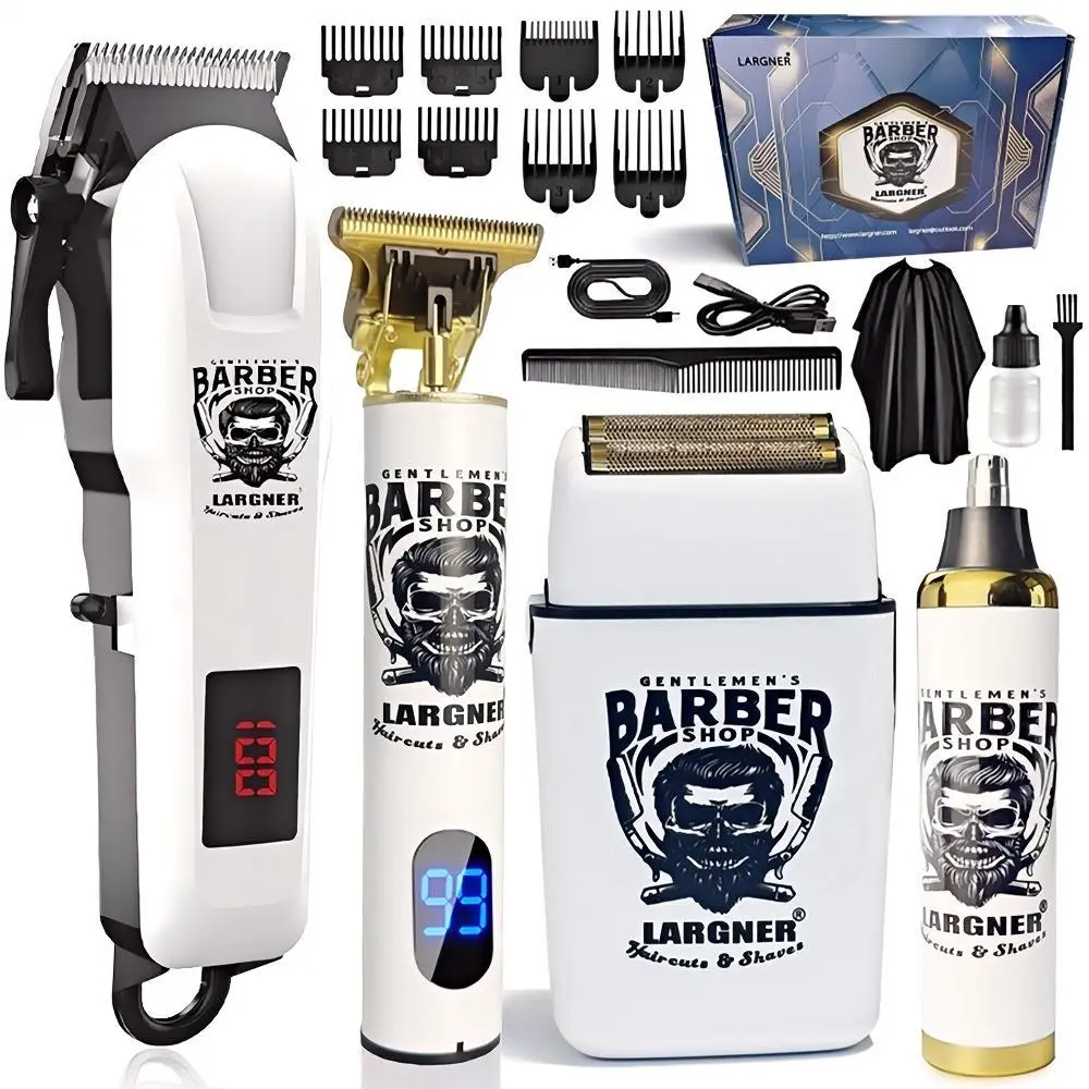 Professional Hair Clipper & Shaver Set, Barber Clipper Set, 1 Set Rechargeable Hair Trimmer & Electric Razor with Accessories, Rechargeable Clippers, Cordless Hair Cutting Trimmers, Great Gifts for Father, Husband & Boyfriend