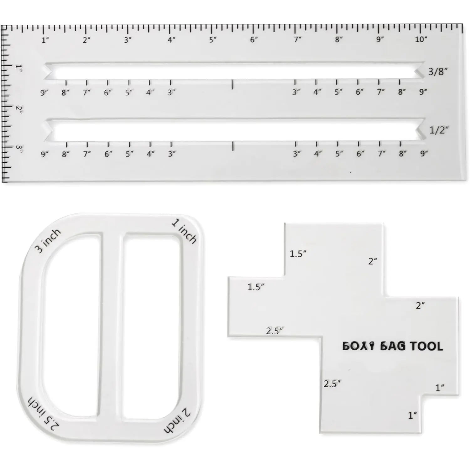 3 count Boxy Bag Making Templates Notion for Beginners, Clear  Sewing Tools Set with Boxed Bag,  Bag, Zip Pocket