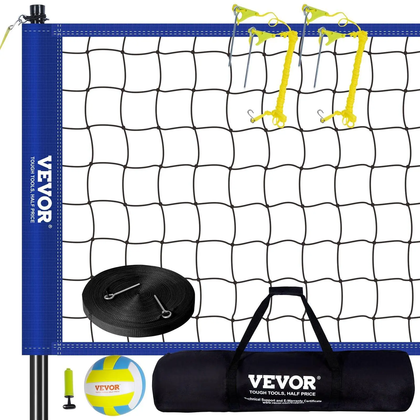 【SummerFinds】VEVOR Outdoor Portable Volleyball Net System,  Adjustable Height Steel Poles, Professional Volleyball Set with PVC Volleyball, Pump, Carrying Bag, Heavy Duty Volleyball Net for Backyard, Beach, Lawn