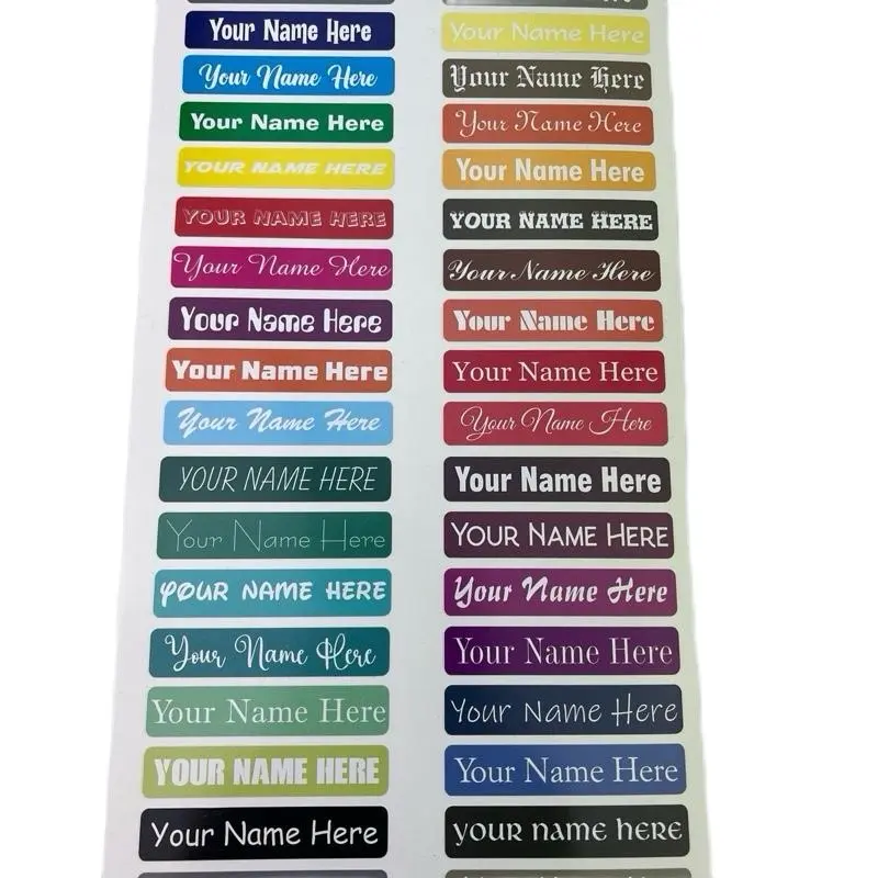 Custom Name Stickers Pack of 60 Waterproof Decals Personalized Name Tag Labels for Your Name on a Sticker in Vibrant Colors