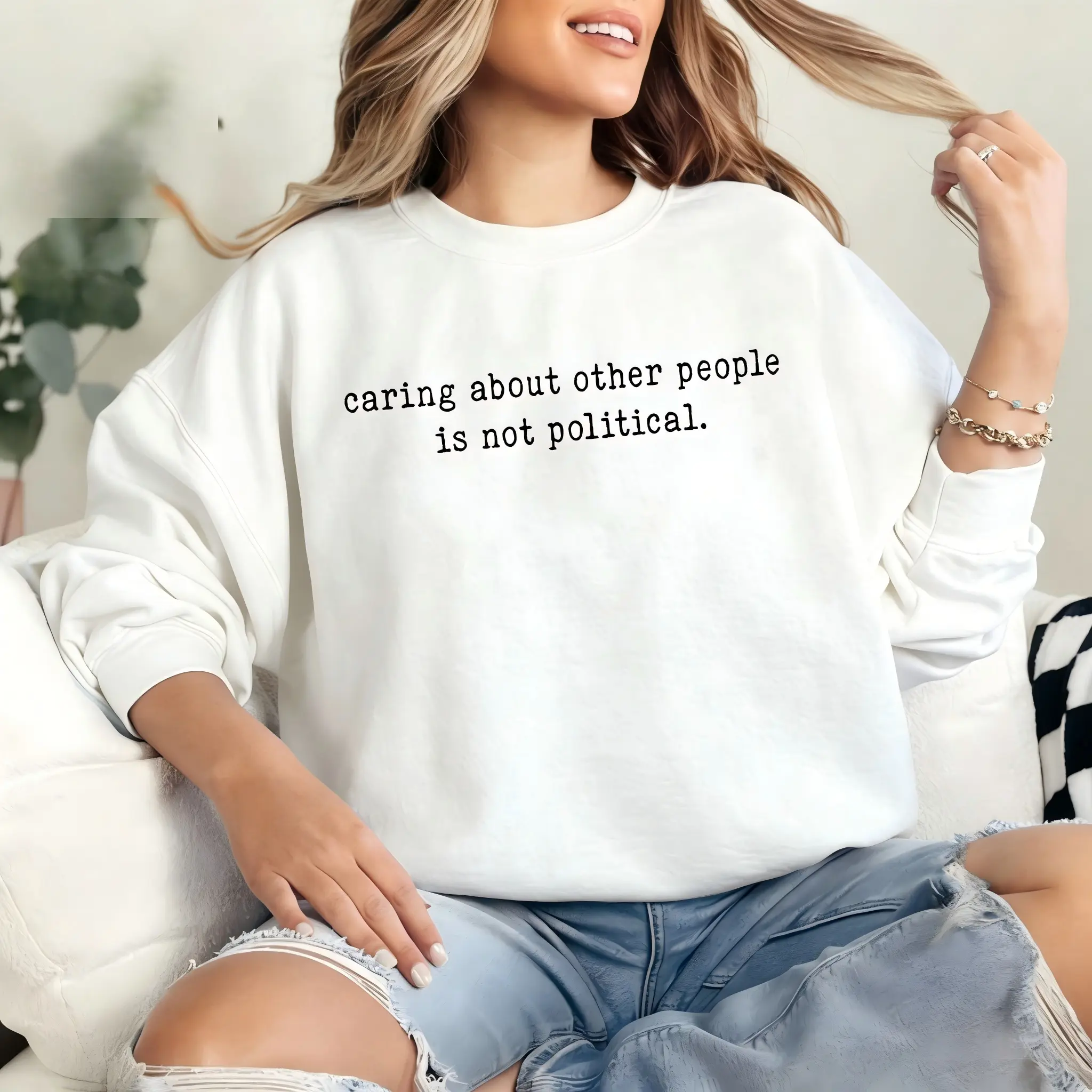 Caring About Other People Is Not Political Sweatshirt, Comfort Colors Sweatshirt, Liberal Activist Sweatshirt, Feminist Gift, Social Justice Sweatshirt