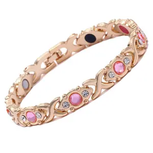 Energy magnet bracelet eco-friendly alloy with diamonds adjustable ladies wristband Valentines Day gift Christmas gift