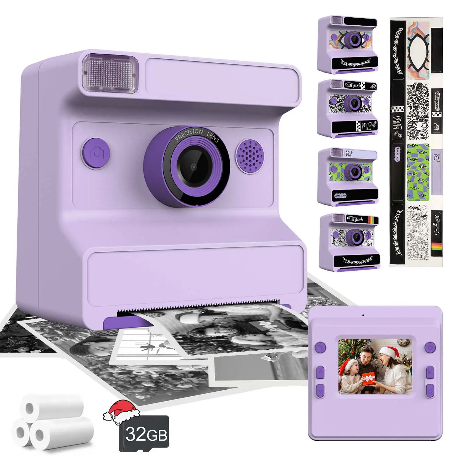 Children Instant Print Camera, Capture Photos & Print Immediately, 1080P HD Video, Supports Delay Photography, Christmas Gift for Kids, Equipped With 3 Rolls Of Photo Printing Paper, Instant Digital Camera, Instant Cameras